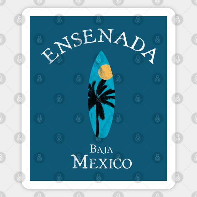 Ensenada Baja California Mexico Vintage Surfboard Surfing Sticker by TGKelly